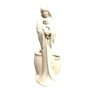 Vintage 1950s Haeger Pottery Ivory Madonna Virgin Mary Baby Jesus Planter #3264